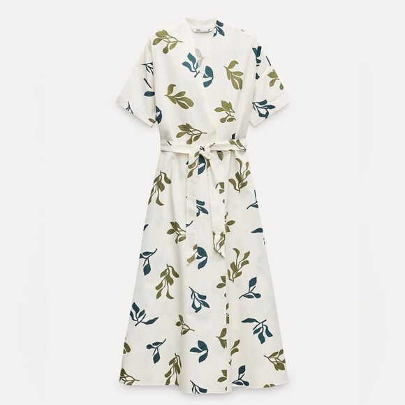 Zara Poplin Cotton Printed Dress New - Picture 3 of 3